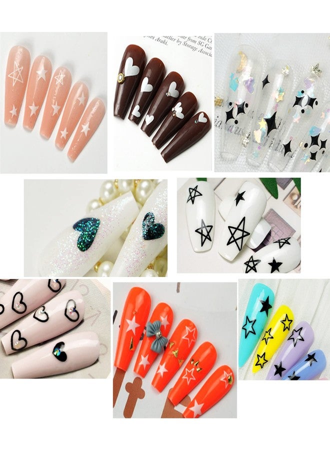 IHUKEIT Black and White Hearts Stars Nail Stickers for Women Girls Kids Nail Decoration Self Adhesive Nail Art Decals for Natural Fingernails and Acrylic Nails Designs (Pack of 10) - Image 4